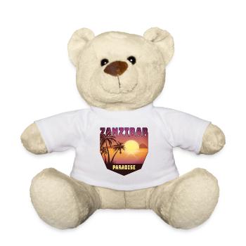 Design mit Palmen und Sonne / Geschenk - Teddy - Weiß - Vorne