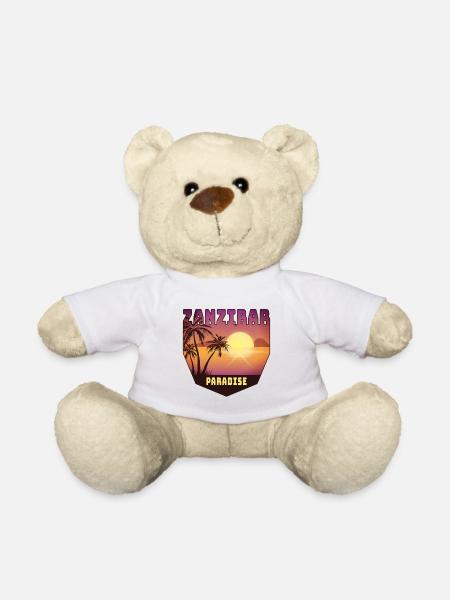 Design mit Palmen und Sonne / Geschenk - Teddy - Weiß