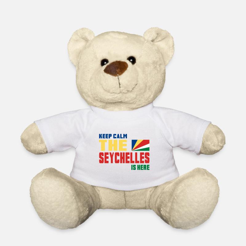 Keep Calm Seychellen Design / Geschenk Flagge - Teddy - Weiß