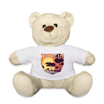 Tanzania safari design with elephants - Teddy Bear - white - Front