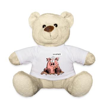 Sauerei - Schwein - Sau - Schweine - Comic - Fun - Teddy - Weiß - Vorne