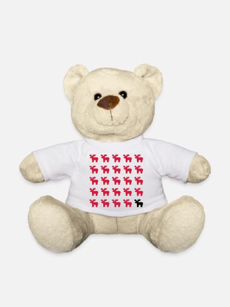 Moose Moose Pattern I Christmas - Teddy Bear - white