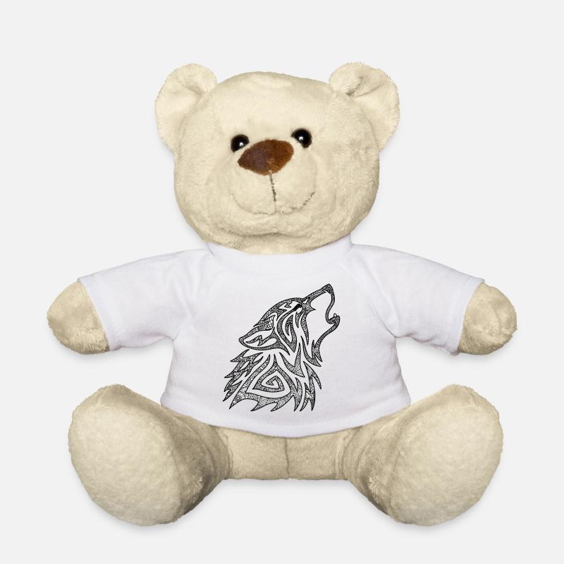 Howling Wolf Mandala - Teddy Bear - white