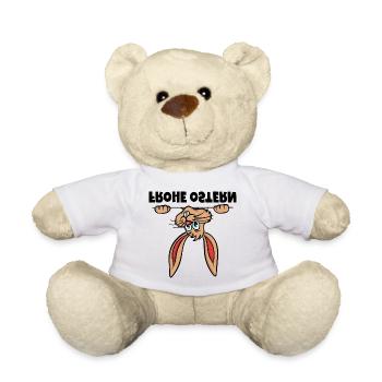 Frohe Ostern Osterhase Osterhäschen Sprüche - Teddy - Weiß - Vorne
