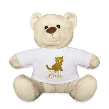 Glitter golden cat sparkle kitty glitter - Teddy Bear - white - Front