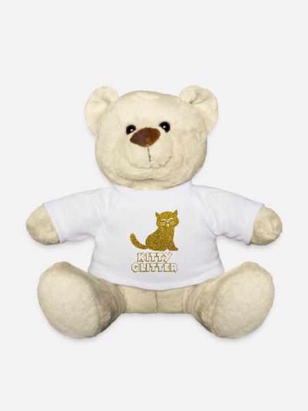 Paillettes chat doré scintillant chat paillettes - Nounours - blanc