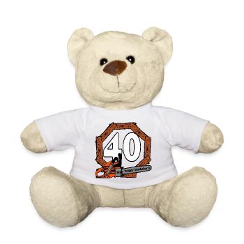 40e anniversaire,Tronçonneuse,Bois de chauffage,40 ans (25) - Nounours - blanc - Devant
