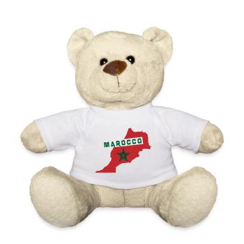 Marokko Landkarte mit Nationalflagge - Teddy - Weiß - Vorne