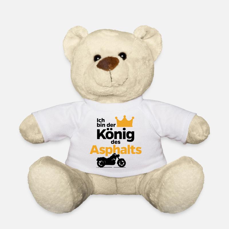 Motorrad Asphalt Biker König Spruch Statement - Teddy - Weiß