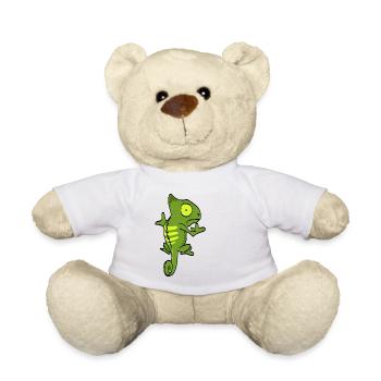 Cute Green Iguana Pet Lizard Reptile Owner Gift - Teddy Bear - white - Front