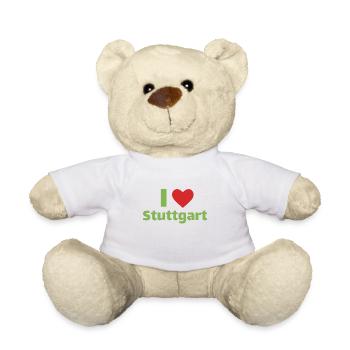 I love Stuttgart - my city with a heart - Teddy Bear - white - Front