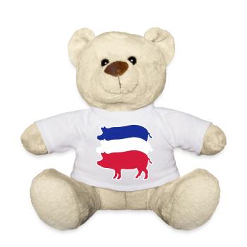 Porc tricolore rayé - Nounours - blanc - Devant