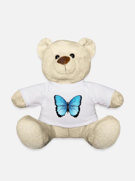 blauer Schmetterling handgezeichnet und koloriert - Teddy - Weiß