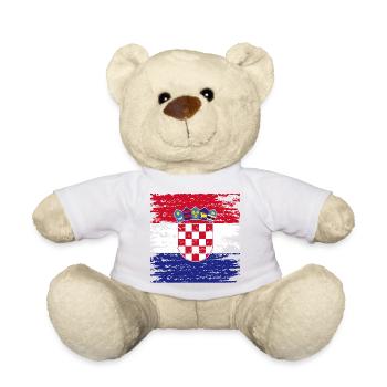 Authentisches kroatisches Flaggenwappen - Teddy - Weiß - Vorne