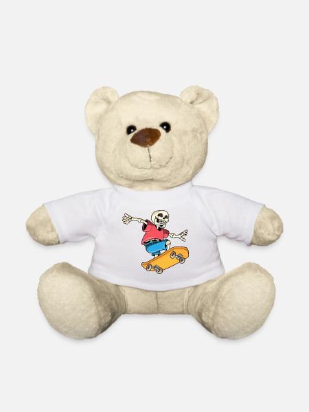 Skeleton Skater Skateboard - Teddy Bear - white