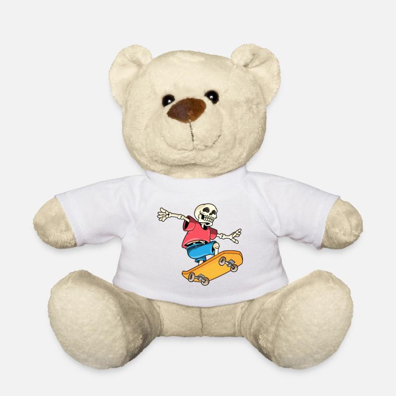Skelett Skater Skateboard - Teddy - Weiß