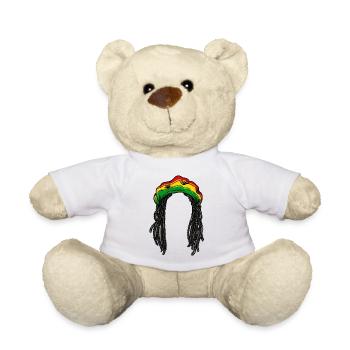 Rasta Rastafarian Reggae Jamaica Chilling Hair Jah - Teddy Bear - white - Front