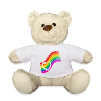 Regenbogen Pride Herz - Teddy - Weiß - Vorne