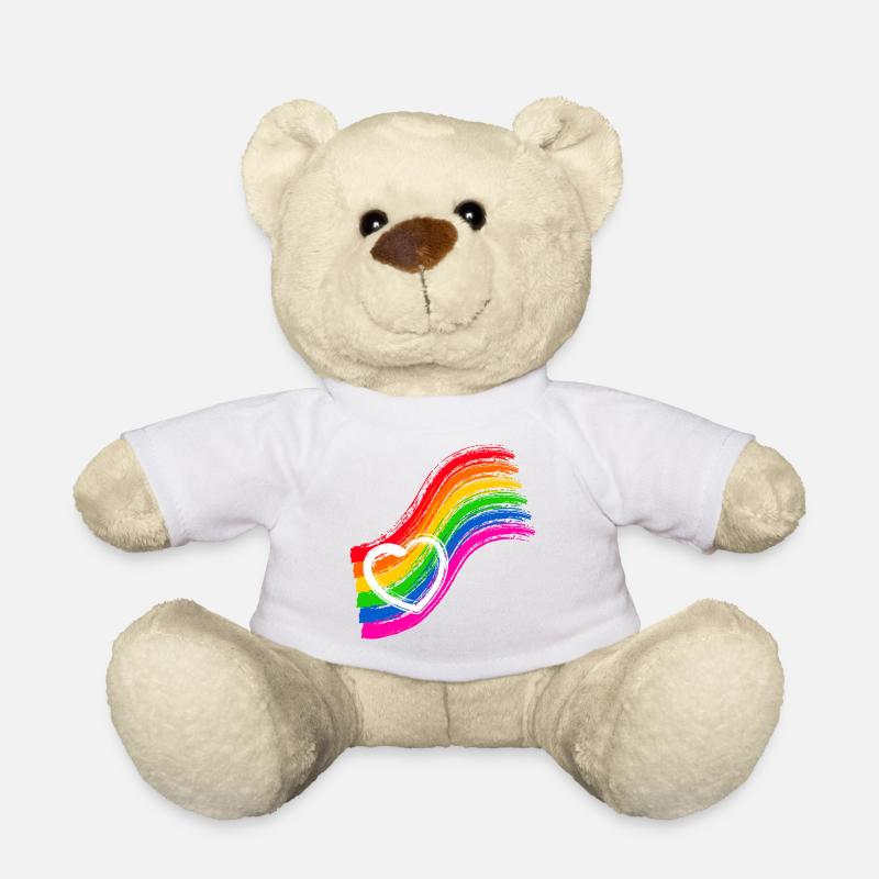 Regenbogen Pride Herz - Teddy - Weiß