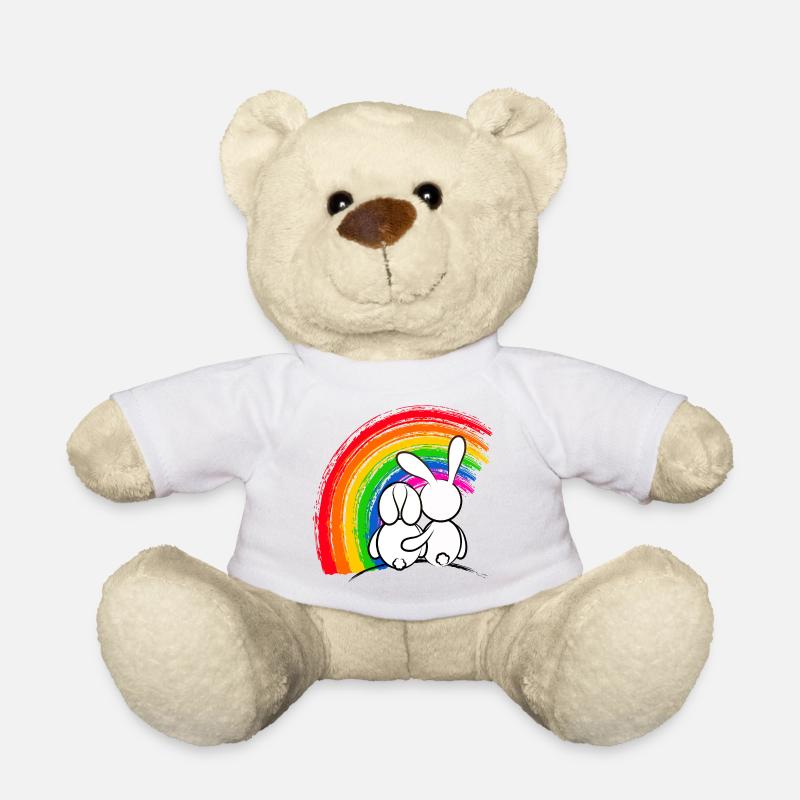 Lapins devant la Pride Arc-en-ciel - Nounours - blanc