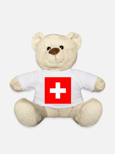 Schweizer Flagge - Teddy - Weiß