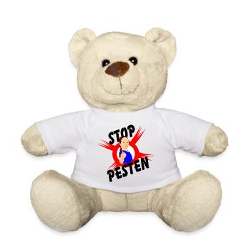 Stoppen Sie Mobbing Logo-Text STOP MOBBING' - Teddy - Weiß - Vorne