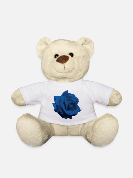 Fleur - Rose bleu - Nounours - blanc