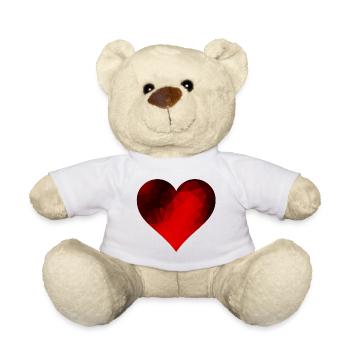 Coeur de mosaïque rouge - Nounours - blanc - Devant