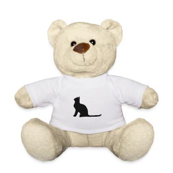 schwarze Katze Miezekatze Hauskatze Katzen Mietze - Teddy - Weiß - Vorne
