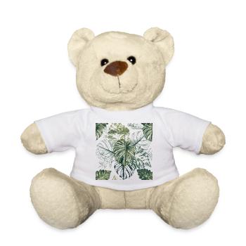 Motif de feuilles de monstera tropical - Nounours - blanc - Devant