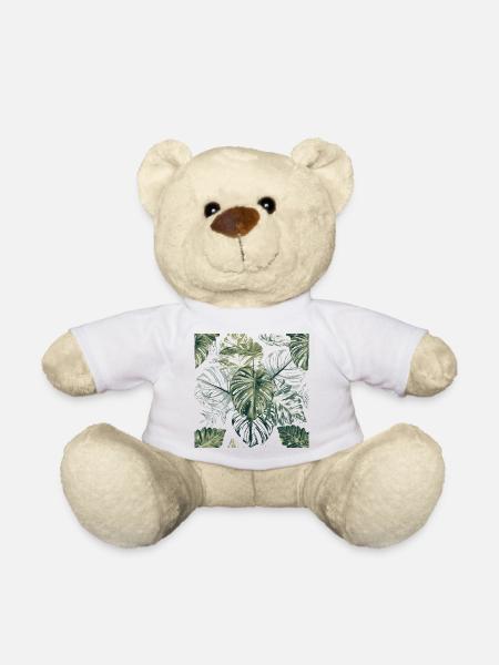 Tropische Monstera Blätter Muster - Teddy - Weiß
