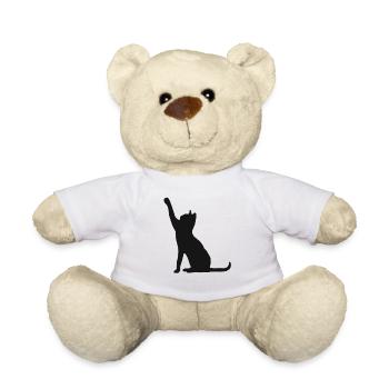 Katzen Silhouette Katze Miezekatze Mietze Miau - Teddy - Weiß - Vorne