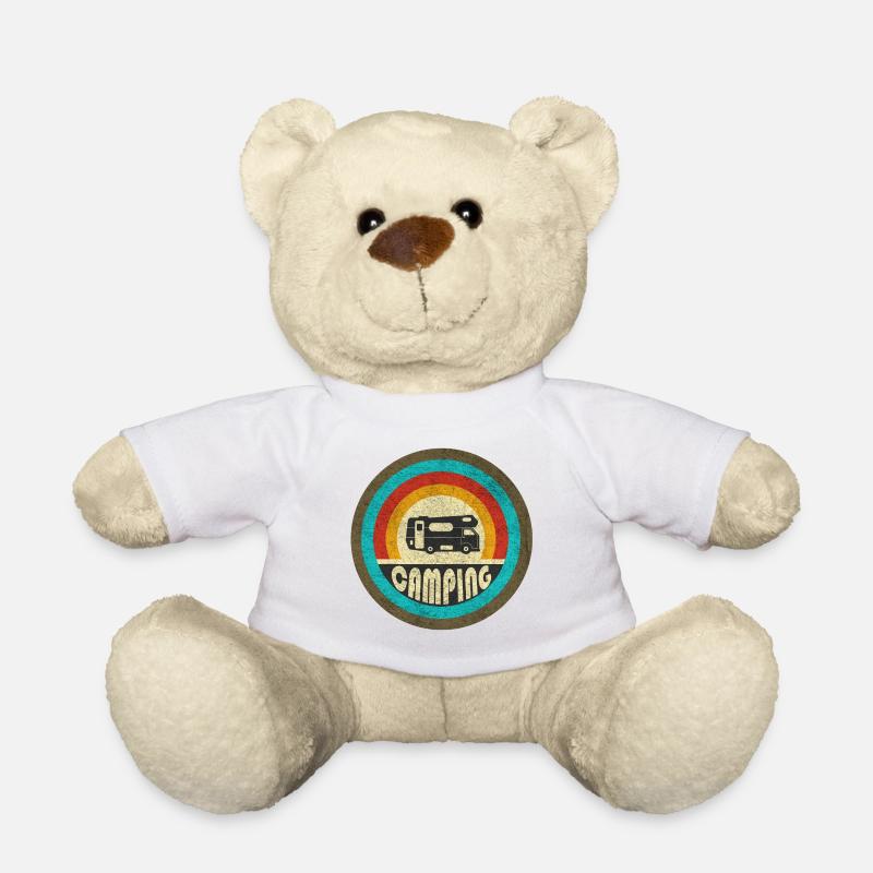 Camping Vintage Design / Geschenkidee - Teddy - Weiß