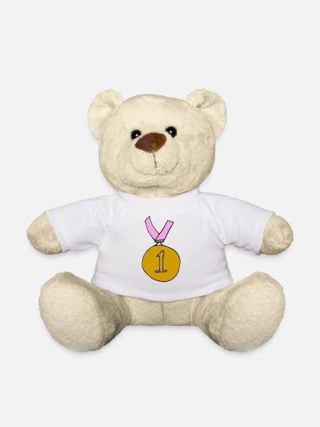 Gewinnerin 1.Platz Medaille pink Mädchen Siegerin - Teddy - Weiß