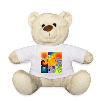 Buntes Puzzle ohne Outlines - Teddy - Weiß - Vorne