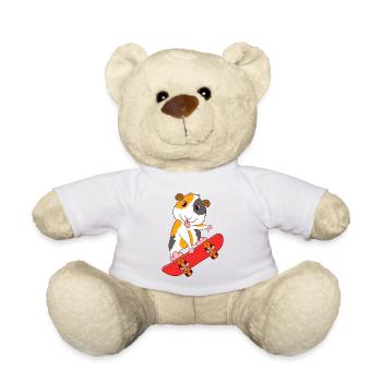 Skateboard Guinée Cochon Skate Sur Tshirt Design - Nounours - blanc - Devant
