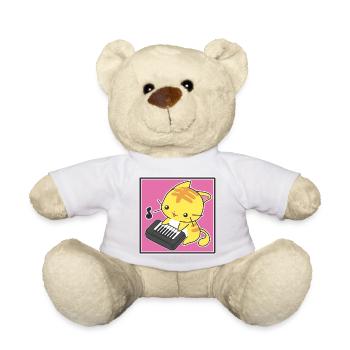 Pianist cat - Teddy Bear - white - Front