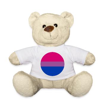 runde Aufkleber bisexuelle Stolz Flagge Aufkleber - Teddy - Weiß - Vorne