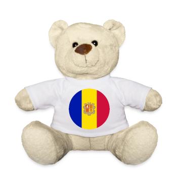 Runde Aufkleber Flagge von Andorra runder Aufkleber - Teddy - Weiß - Vorne