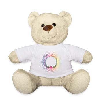 strahlender Pastellfarbener Kranz mit Herz - Teddy - Weiß - Vorne