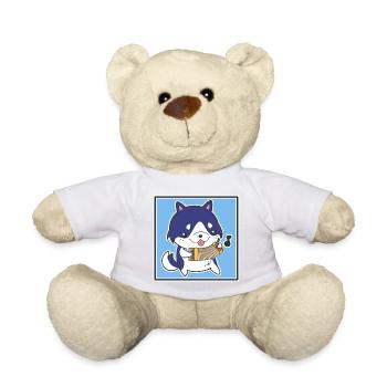 Dog with accordion - Teddy Bear - white - Front