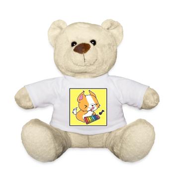 Dog with xylophonist - Teddy Bear - white - Front