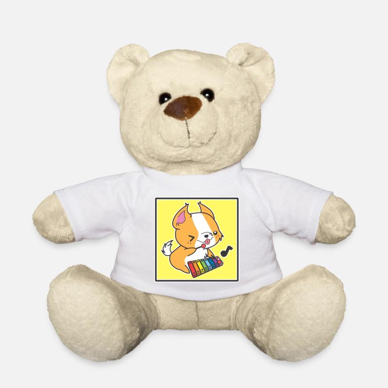 Hund mit Xylophonist - Teddy - Weiß