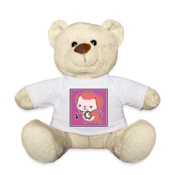 Little dog with tambourine - Teddy Bear - white - Front