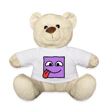 Funny Square Emoji Emoticon Kawaii Expression Face - Teddy Bear - white - Front