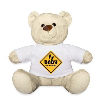 Slogan bébé à bord - bébé à bord Être enceinte - Nounours - blanc - Devant