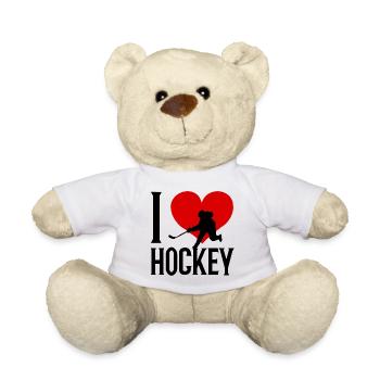 Hockeyteam Feldhockey i love Eishockey Ice Hockey - Teddy - Weiß - Vorne