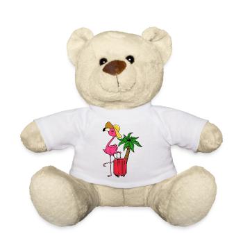 Travel vacation vacation flamingo palm trees Caribbean - Teddy Bear - white - Front