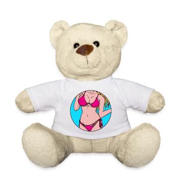 Bikini Beach Holiday Holidays Palm Trees Sea Caribbean - Teddy Bear - white - Front