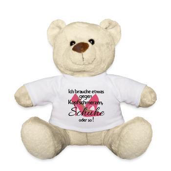 Frauen Schuhe kaufen lustiger Spruch Geschenk - Teddy - Weiß - Vorne
